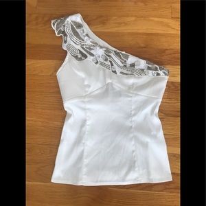 Unique one shoulder white top. Size small.